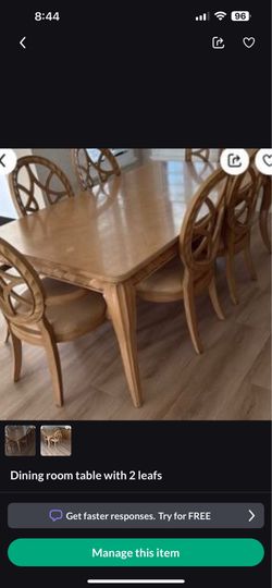 Dining room table with buffet
