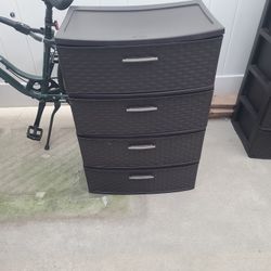 Compact 4 Drawer Wide Weave Tower with Opaque Drawers for Stylish Storage in Espresso
