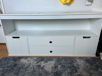 White Storage Cabinet with Drawers and Shelf