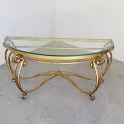 Demi-lune Iron Base Glass Top Console Table 