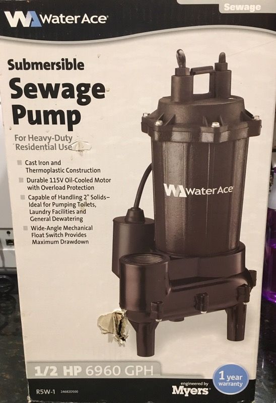 NEW IN BOX Water Ace - Myers 1/2 HP Submersible Sewage Pump