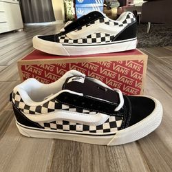 Men's Vans Knu Skool Casual Shoes Sneakers- Checkerboard Black White - Size 10, 11.5