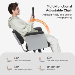 Newtral Freedom-X Criss Cross Chair with Wheels & Amrests- Cross Legged Office Chair with Laptop Tray, Multi-Position Recliner Chair, Adjustable Ergon