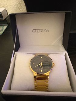 CITIZEN Quartz Black Dial Yellow Gold-tone Men’s Watch BI5012-53E