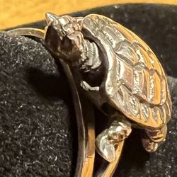 925 Sterling Silver, Animated Turtle Ring-Moving Feet Tail And Head Size 8