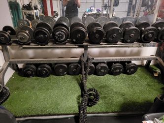 Iron Dumbbells and Iron Dumbbell Rack
