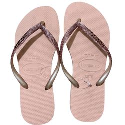 Havaianas Slim Sparkle Baby Pink Flip Flops Women’s Size 7/8 NWT