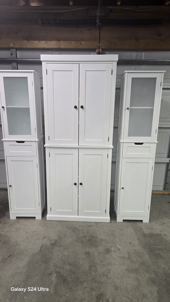 Homecom Kitchen Cabinet Storage Set Set Of 3