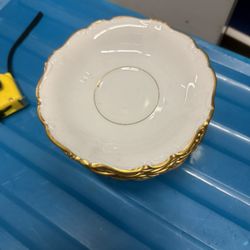 Vintage Lot Of 12 Johann Haviland Bavaria Gold Baroque Teacup Plates