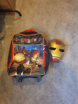 Iron Man Kids Rolling Backpack with Mask