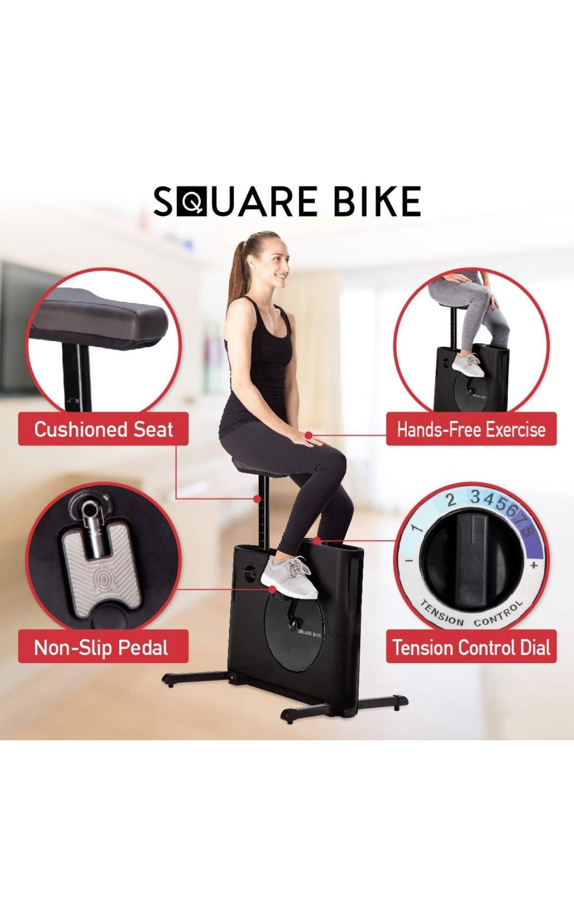 Compact Office Bedroom Dorm Exercise Stationary Square Bike Indoor Bicycle