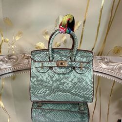 Mini Green Python-Texture Bag Charm | One-of-a-Kind Luxury-Inspired Accessory
