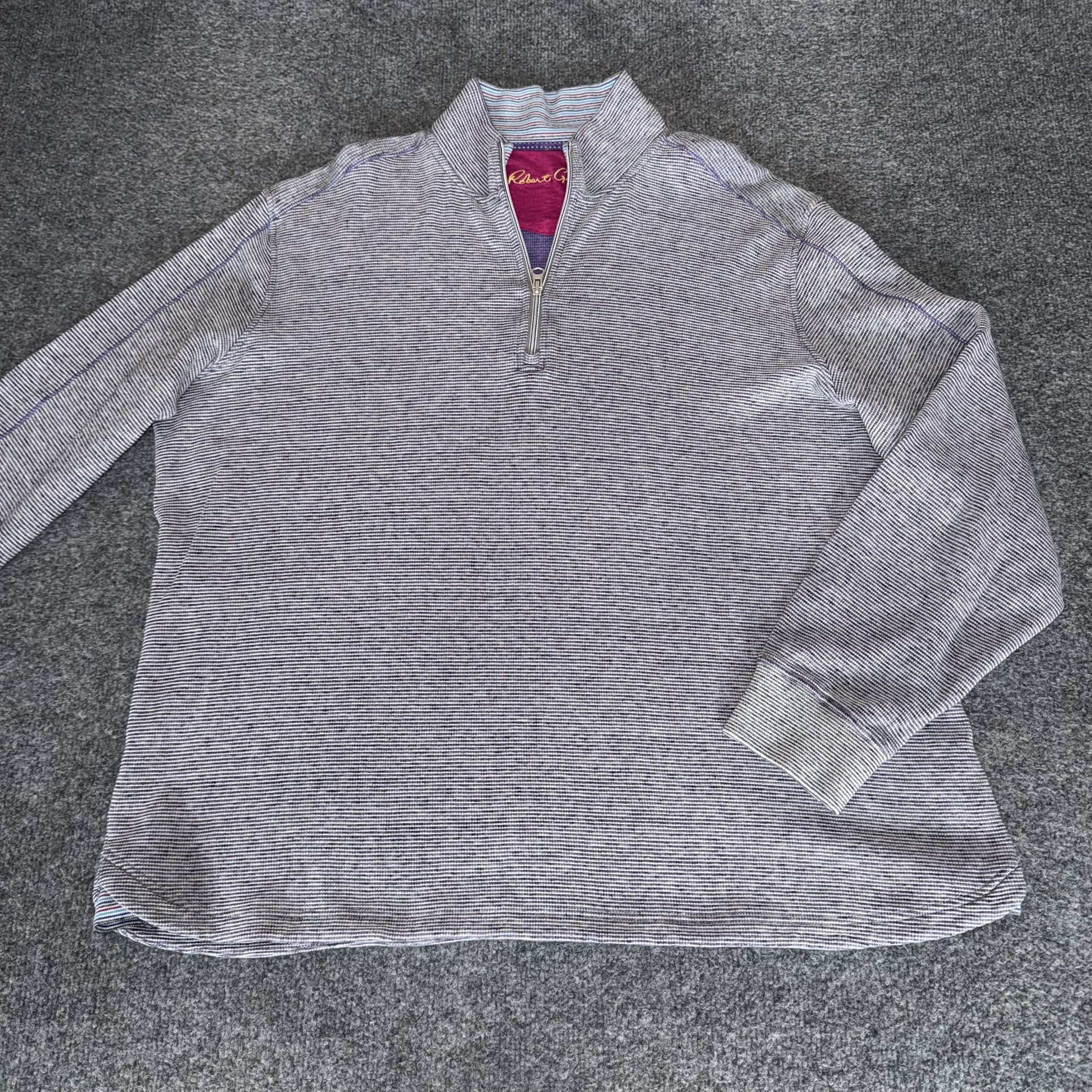 Robert Graham Sweatshirt Mens XL Pullover 1/4 Zip Long Sleeve Luxury Designer