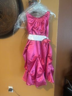 Girls Pink Satin Formal Dress