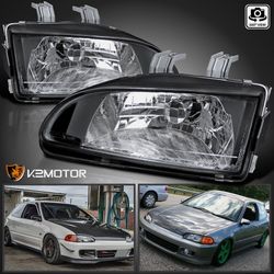 Black Fits 1(contact info removed) Honda Civic EG EJ Headlights Lamps Left+Right 92 93 94 95
