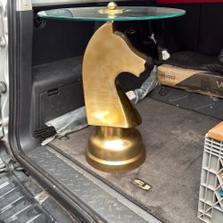 Knight Chess Piece Glass And Metal Table Department 33