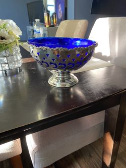 Silver Plated Bowl With Glass Insert