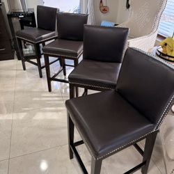 4 Leather Counter Height Stools 