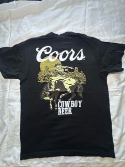 Coors Cowboy Beer Black Graphic Short Sleeve T-Shirt Breweriana Theme Large