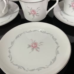 “FOUR CROWN” Silver Trim Coffee/Tea Set  of 5