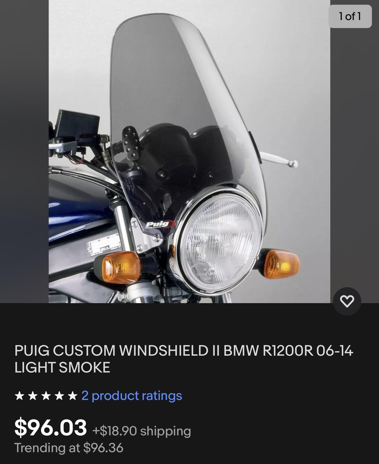 PUIG CUSTOM WINDSHIELD II BMW R1200R 06-14 LIGHT SMOKE