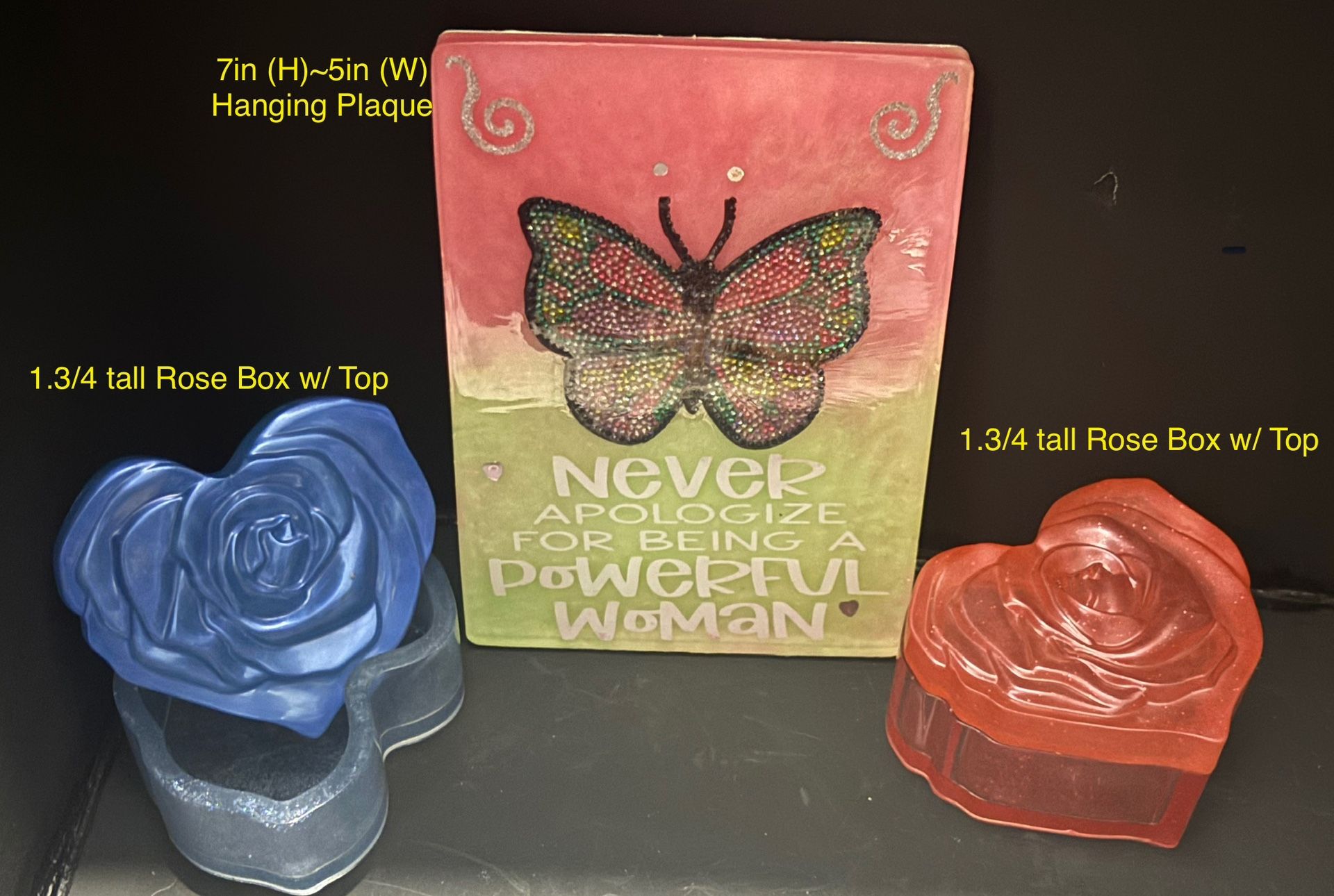 Beautiful Wall Plaque & 2 Pc Heart Shaped Boxes