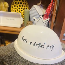 Rae Dunn “ Have A Royal Day” Ceramic Butter Dish 