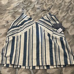 Woman Blue Stripes Camisole 
