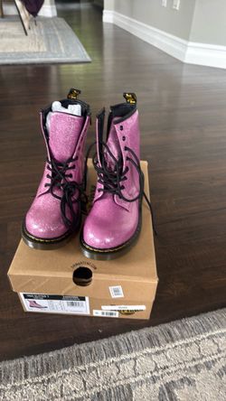 Pink glitter dr martens boots