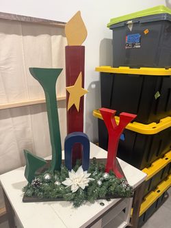 Large Wooden JOY Christmas Decoration
