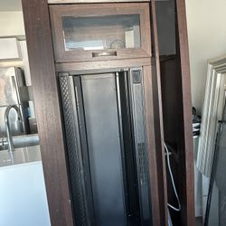 brown tv stand with fireplace 