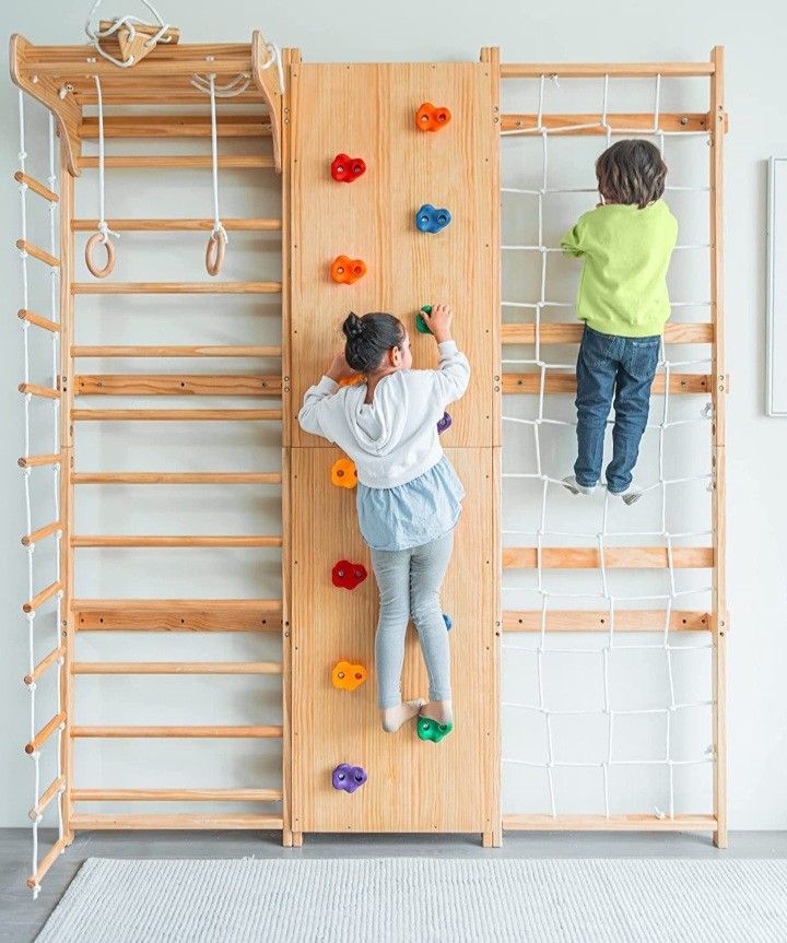 Avenlur Walnut 9-in-1 Swedish Ladder Wall Gym Set