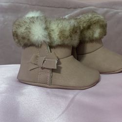 Pink And Brown Fur Boots
