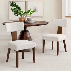 2X beige color fabric dining chairs