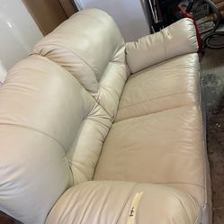 3pc White Leather Couch Set