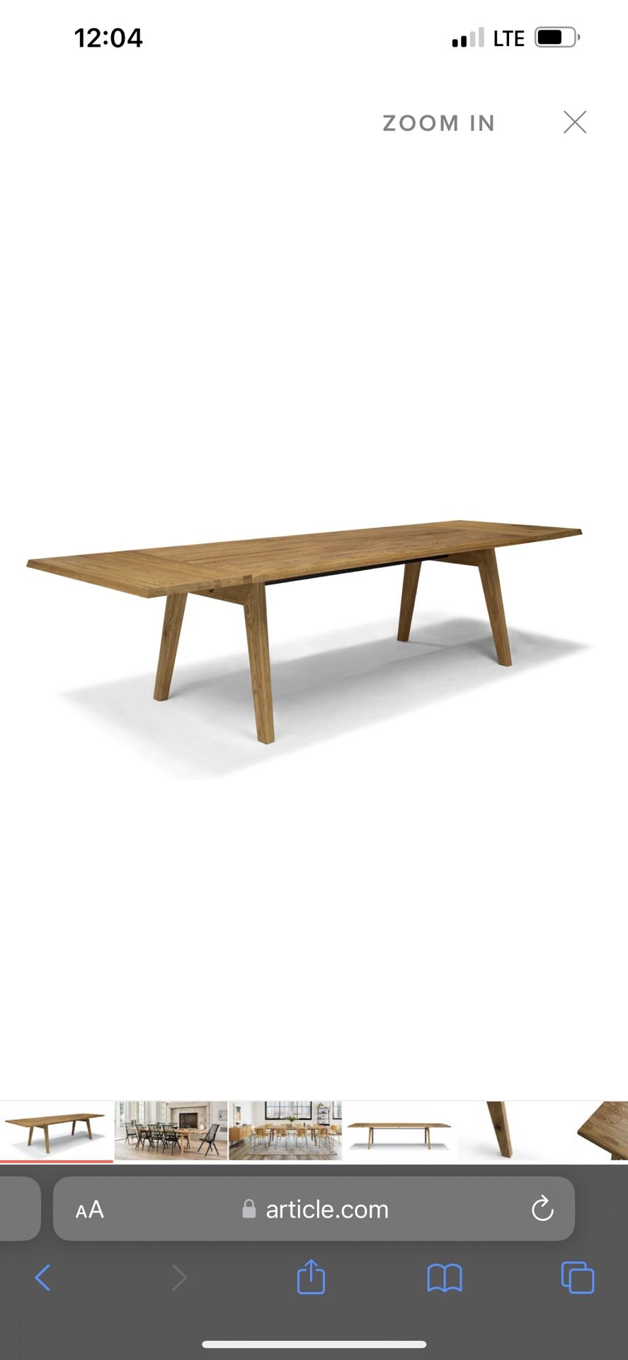 Article Madera Oak Dining Table Extendable