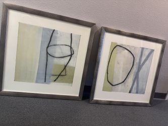 Pair of Z Gallerie Framed Art Prints - Sybille Hassinger “Untitled 2002” Canvas Prints