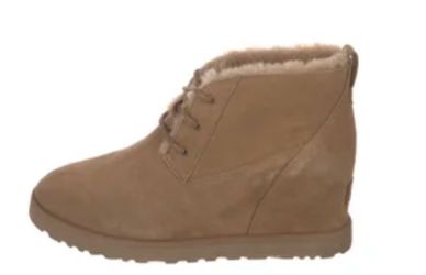 UGG CLASSIC FEMME LACE-UP CHESTNUT SUEDE ANKLE WEDGE BOOTS BOOTIES