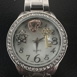 BWC QUARTZ ANALOG 37mm DIAL ROUND WATCH WOMENS SR626SW MOVTJAPAN STAINLESS STEEL