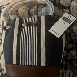 Striped Navy Blue N Cream Coach Bag