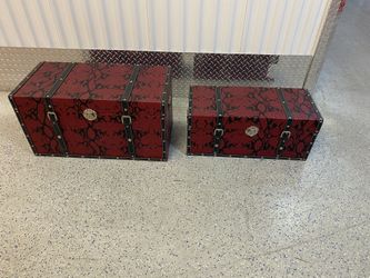 Set of Red Decorative Trunks