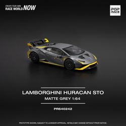 Pop Race 1:64 Lamborghini Huracan STO Matte Grey Dull Gray PR640242