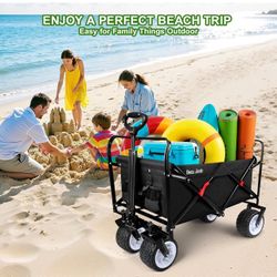BEAU JARDIN Collapsible Folding Beach Wagon 460lbs Heavy Duty 300L 