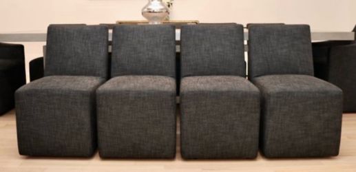 Set of 4 Restoration Hardware (RH). Ellison High-Back Dining Chairs - Charcoal