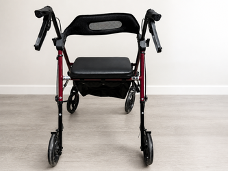 HOMLAND Burgundy Rollator Walker with Seat & Storage Bag