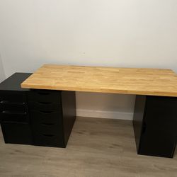 IKEA Desk With Solid Wood Butcher Block 