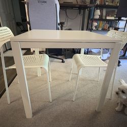 White Dining Table + 2 Chairs Set