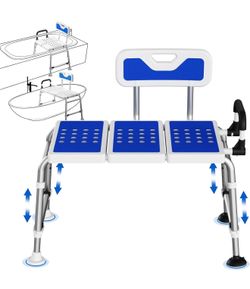 Bathtub Transfer Bench Shower 500 Lb Chair for Inside Tub Heavy-Duty Adjustable Width & Height Handicap Bath Chair with Extended Shower Seat and Rever