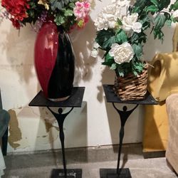 Beautiful Matching Plant Holder Stands For Indoor Or Outdoor Also Comes With The Two Artificial Plants That Are In The Last Pic On This Posting