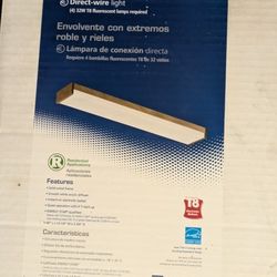 Brand new, never installed American Fluorescent "Oak End Wrap with Rails" direct-wire ceiling fixture.